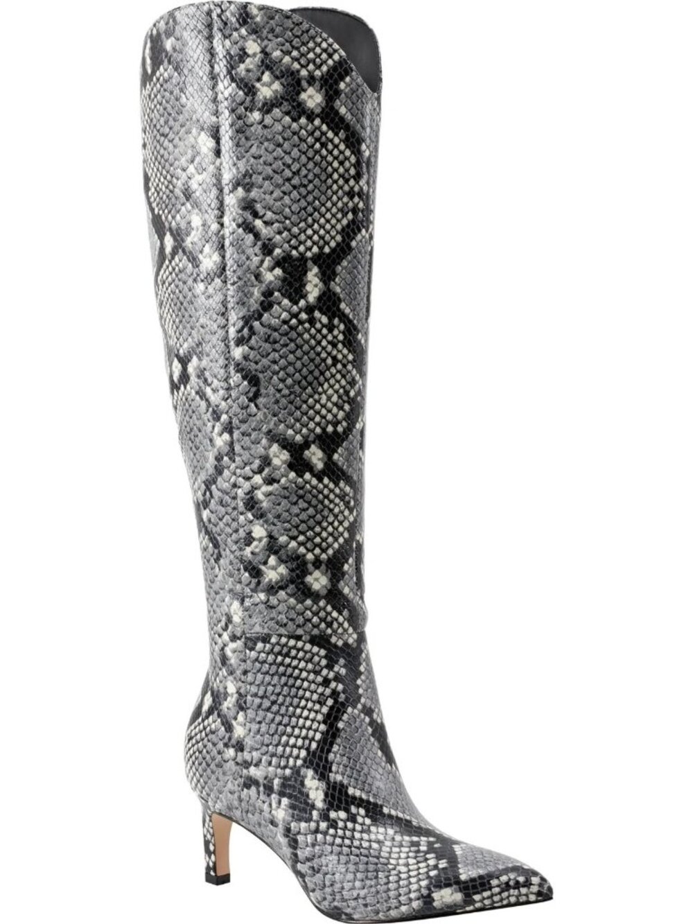 Marc Fisher LTD Womens Quinnie Pointed Toe Knee High Snake Heel Boot Sz 7